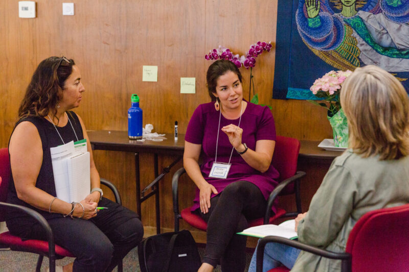 woman speaking in small group