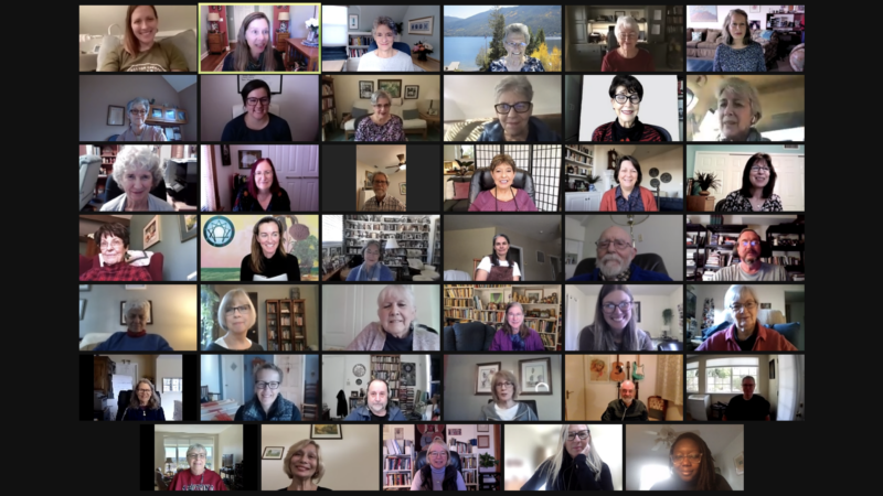 Online Enneagram class showing a Zoom screen full of students