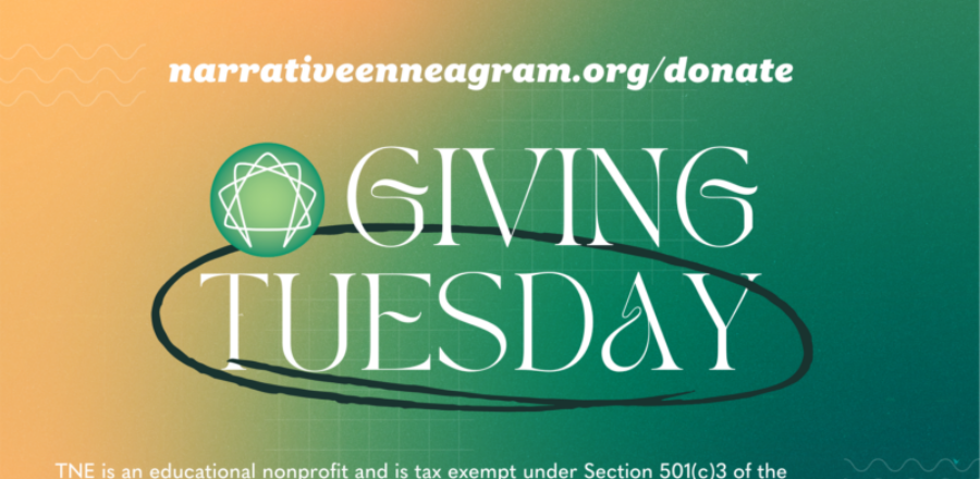 Giving Tuesday written in white letters over a gradient background orange to green