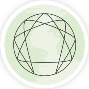 Enneagram symbol over a background of the world
