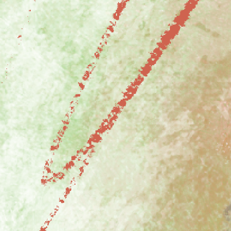 Abstract artwork with green, gold, and red